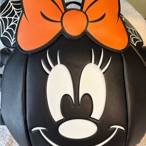 Loungefly Disney Minnie Mouse Black Orange Halloween Spider Mini Backpack